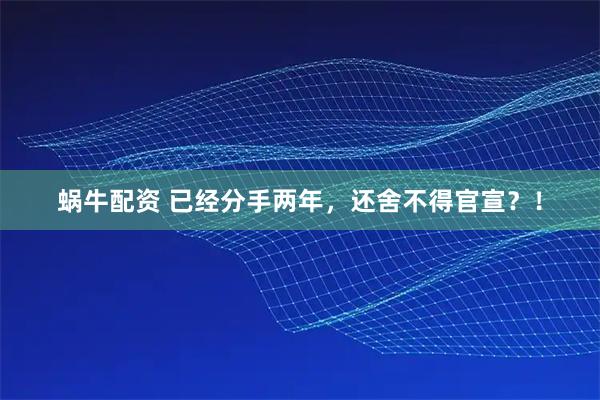 蜗牛配资 已经分手两年，还舍不得官宣？！