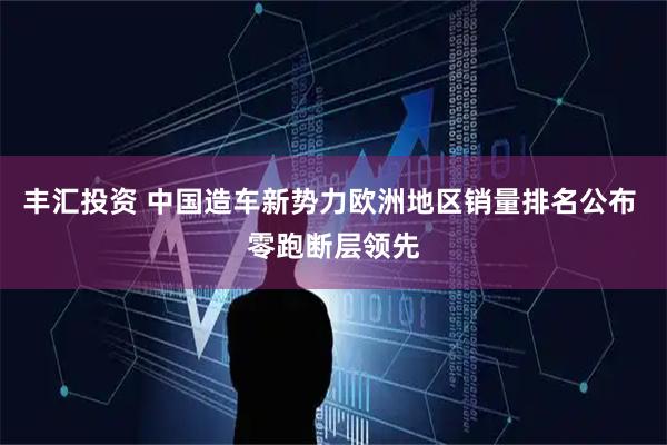丰汇投资 中国造车新势力欧洲地区销量排名公布 零跑断层领先