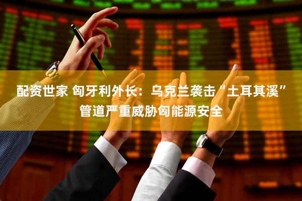 配资世家 匈牙利外长:乌克兰袭击“土耳其溪”管道严重威胁匈能源安全