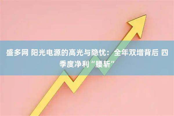 盛多网 阳光电源的高光与隐忧:全年双增背后 四季度净利“腰斩”