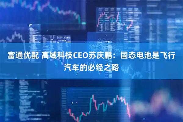富通优配 高域科技CEO苏庆鹏：固态电池是飞行汽车的必经之路